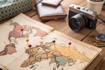 antique map and compass