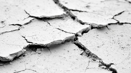 Fototapeta premium Cracked dry earth surface showcasing drought effects in a barren landscape with subtle textures