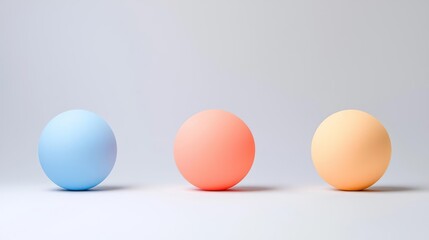 Fototapeta premium Three Pastel Colored Spheres on White Background