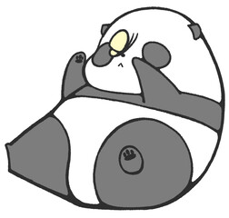 Baby panda with a butterfly on its nose