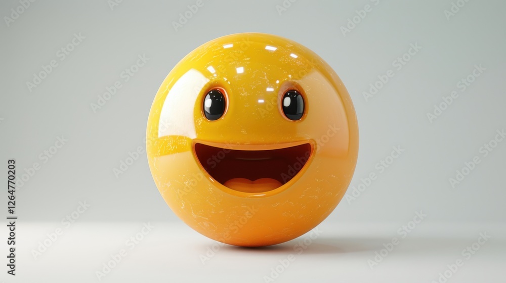 Fototapete 3D realistic emoji from an elevated and diagonal perspective, capturing detailed textures and expressions on a white background