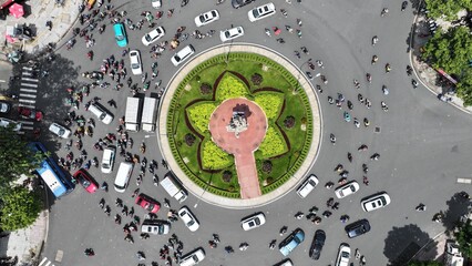 Traffic at Saigon central roundabout