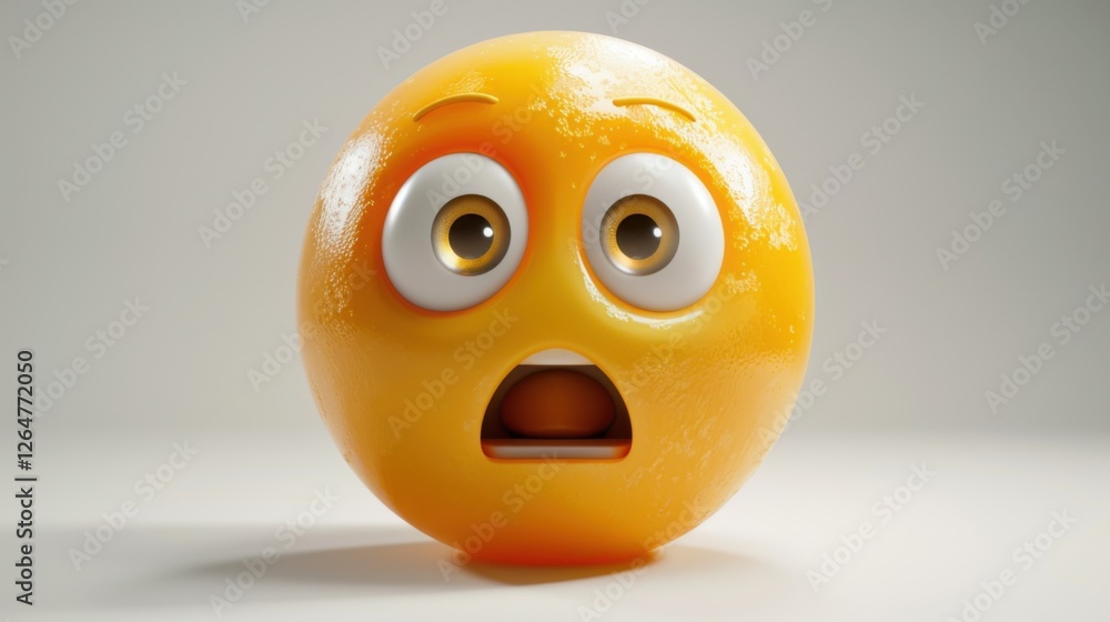 Fototapete 3D realistic emoji from an elevated and diagonal perspective, capturing detailed textures and expressions on a white background