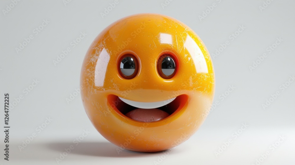 Fototapete 3D realistic emoji from an elevated and diagonal perspective, capturing detailed textures and expressions on a white background