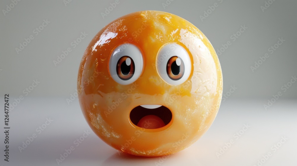 Fototapete 3D realistic emoji from an elevated and diagonal perspective, capturing detailed textures and expressions on a white background