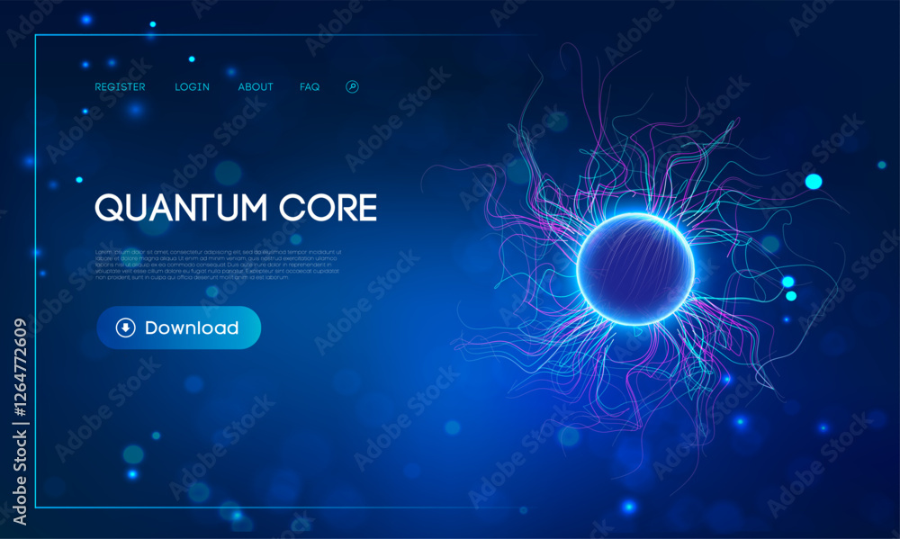Poster quantum computing security and ai technology background. exploring quantum computing and brain techn