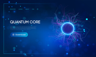 Quantum computing security and AI technology background. Exploring Quantum computing and brain technology mechanics. Edge Computing futuristic flow background.