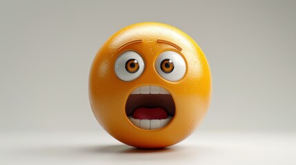 Fototapeta premium 3D realistic emoji from an elevated and diagonal perspective, capturing detailed textures and expressions on a white background