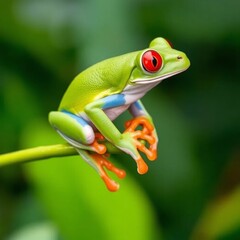 Naklejka premium frog sitting on a branch