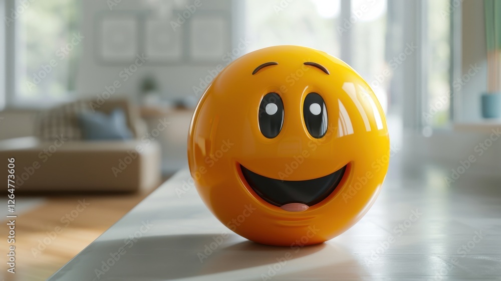 Fototapete 3D realistic emoji from an elevated and diagonal perspective, capturing detailed textures and expressions on a white background