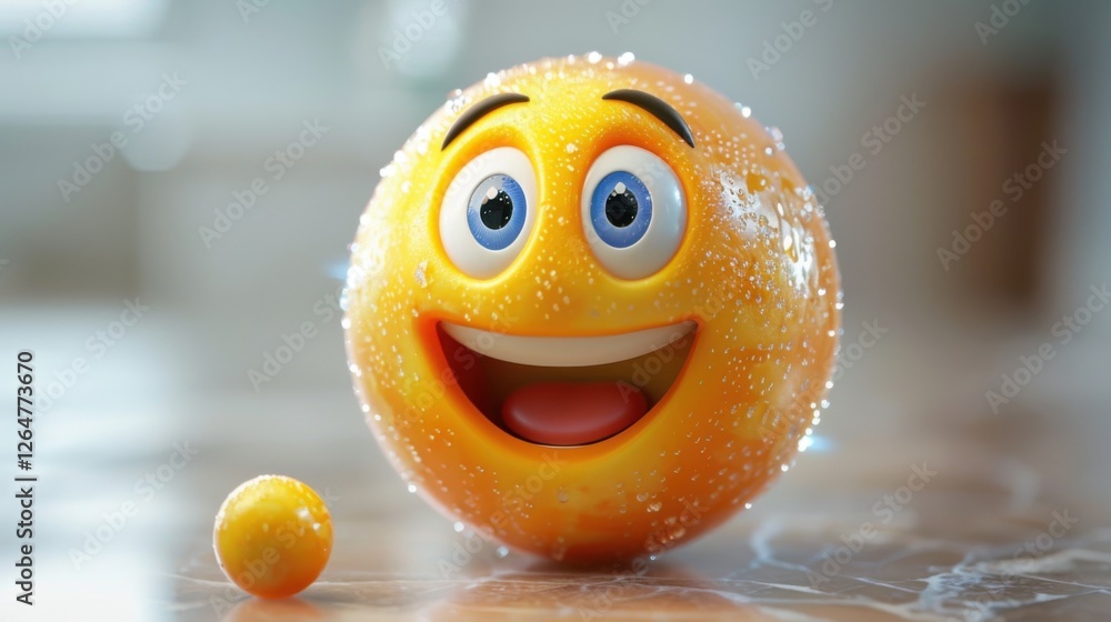 Poster 3d realistic emoji from an elevated and diagonal perspective, capturing detailed textures and expres