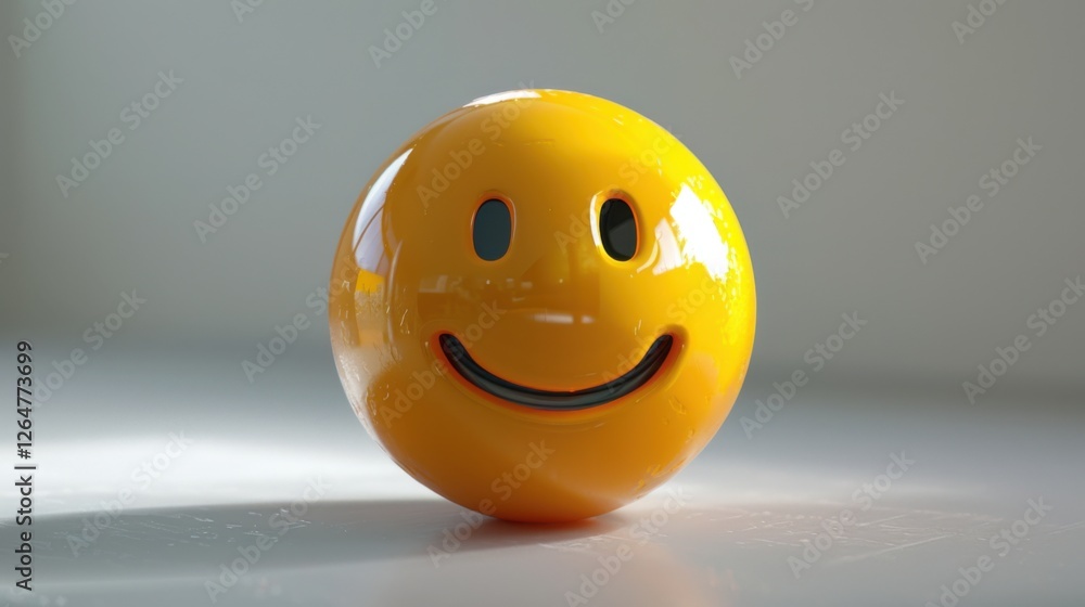 Fototapete 3D realistic emoji from an elevated and diagonal perspective, capturing detailed textures and expressions on a white background