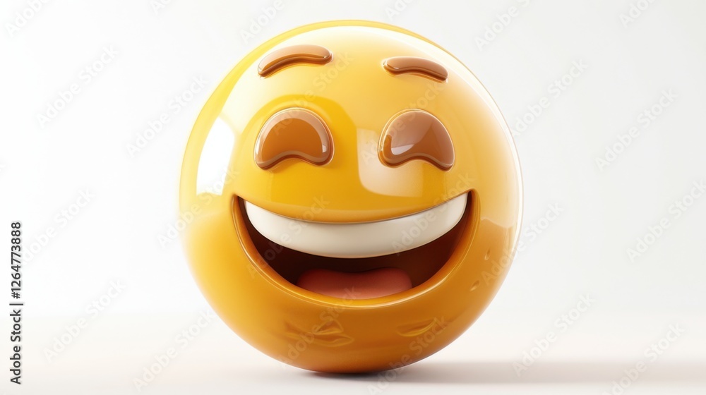 Poster 3d realistic emoji from an elevated and diagonal perspective, capturing detailed textures and expres