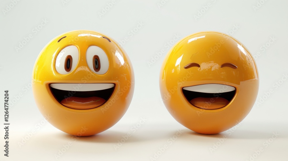 Aufkleber 3d realistic emoji from an elevated and diagonal perspective, capturing detailed textures and expres