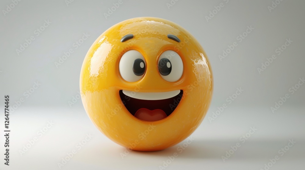 Fototapete 3D realistic emoji from an elevated and diagonal perspective, capturing detailed textures and expressions on a white background