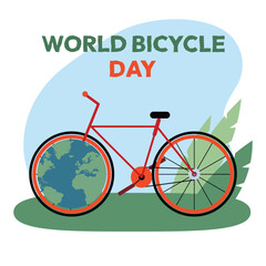World Bicycle Day - Eco-Friendly Transport Concept. ideal for promotional materials, sustainability campaigns, cycling events, and educational content advocating for clean energy, green mobility, and