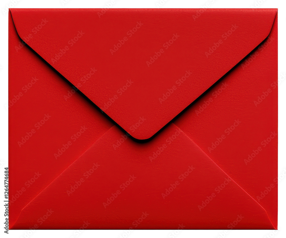 Poster studio shot of a vivid red envelope isolated on transparent background