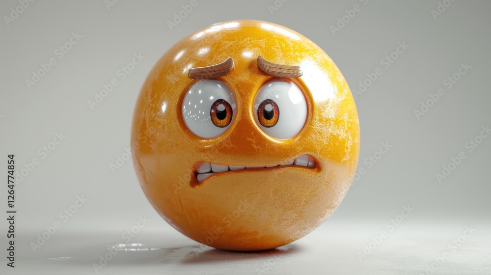 Fototapete 3D realistic emoji from an elevated and diagonal perspective, capturing detailed textures and expressions on a white background