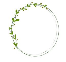 Frame of green leaves. Green leaves border. Wedding ornament.