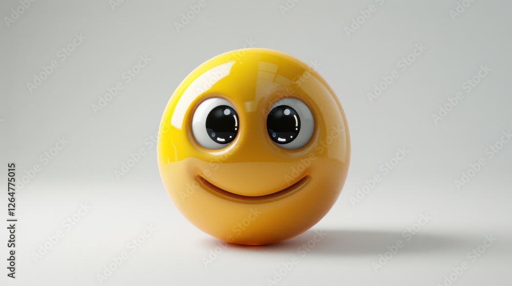 Fototapete 3D realistic emoji from an elevated and diagonal perspective, capturing detailed textures and expressions on a white background