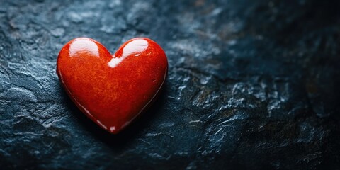 Fototapeta premium A red, wax-sealed heart against a dark background with texture