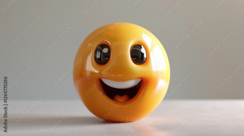 Fototapete 3D realistic emoji from an elevated and diagonal perspective, capturing detailed textures and expressions on a white background