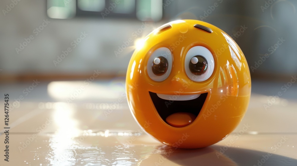 Poster 3d realistic emoji from an elevated and diagonal perspective, capturing detailed textures and expres