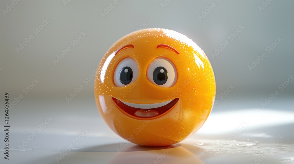 Poster 3d realistic emoji from an elevated and diagonal perspective, capturing detailed textures and expres