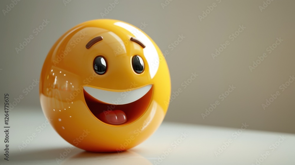 Poster 3d realistic emoji from an elevated and diagonal perspective, capturing detailed textures and expres