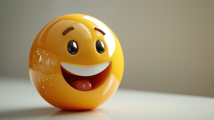 Fototapeta premium 3D realistic emoji from an elevated and diagonal perspective, capturing detailed textures and expressions on a white background