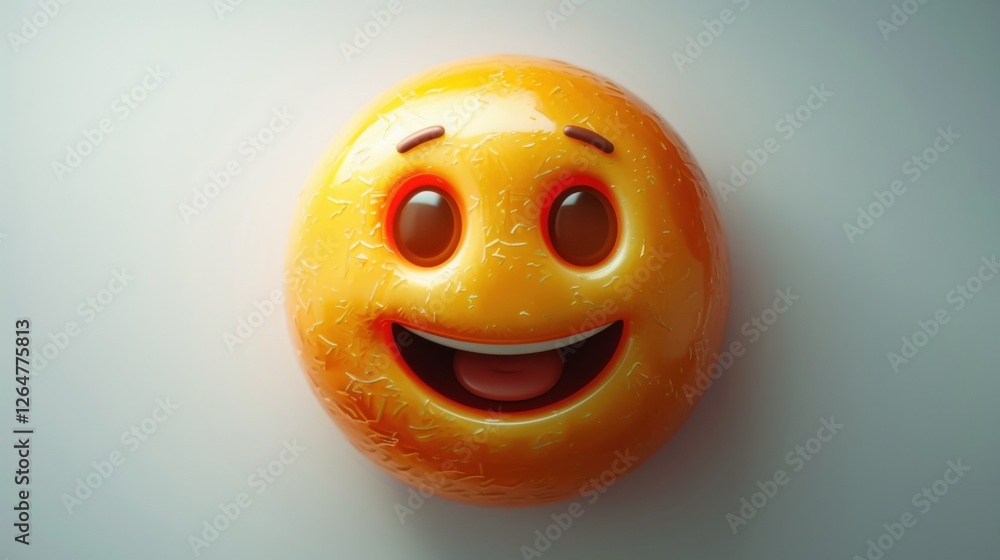 Poster 3d realistic emoji from an elevated and diagonal perspective, capturing detailed textures and expres