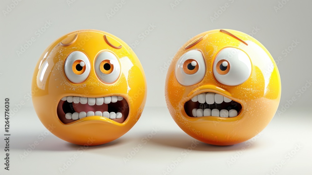 Aufkleber 3d realistic emoji from an elevated and diagonal perspective, capturing detailed textures and expres