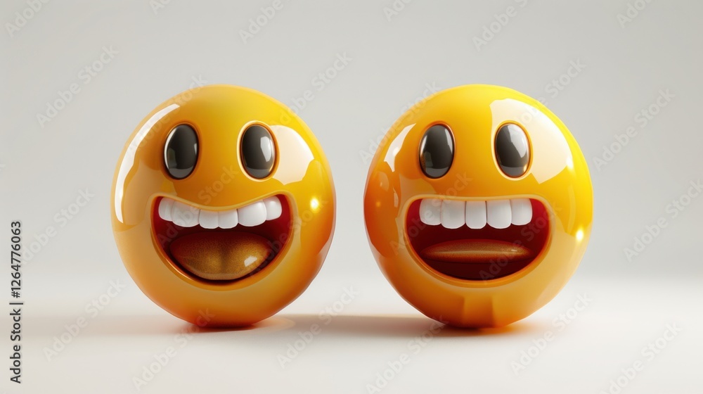 Aufkleber 3d realistic emoji from an elevated and diagonal perspective, capturing detailed textures and expres