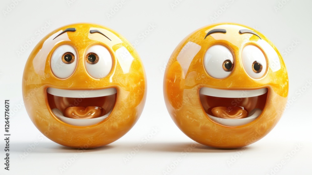 Aufkleber 3d realistic emoji from an elevated and diagonal perspective, capturing detailed textures and expres