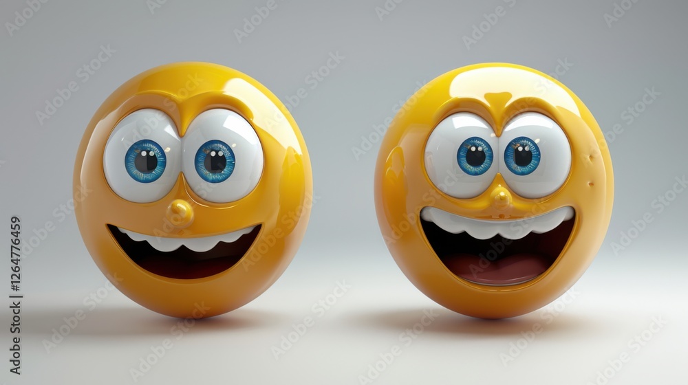 Aufkleber 3d realistic emoji from an elevated and diagonal perspective, capturing detailed textures and expres