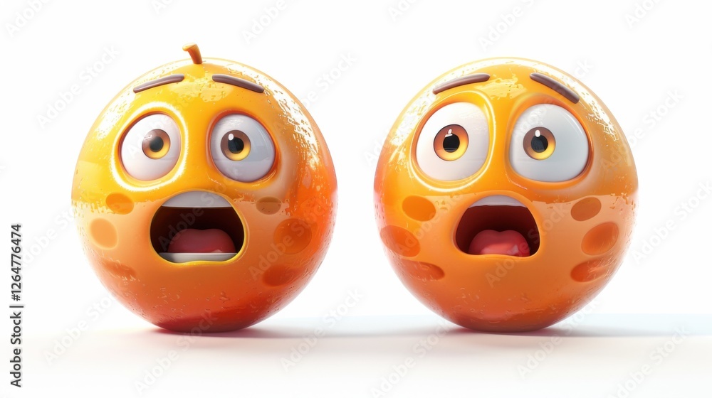 Fototapete 3d realistic emoji from an elevated and diagonal perspective, capturing detailed textures and expres