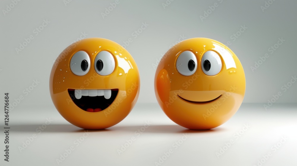 Fototapete 3d realistic emoji from an elevated and diagonal perspective, capturing detailed textures and expres