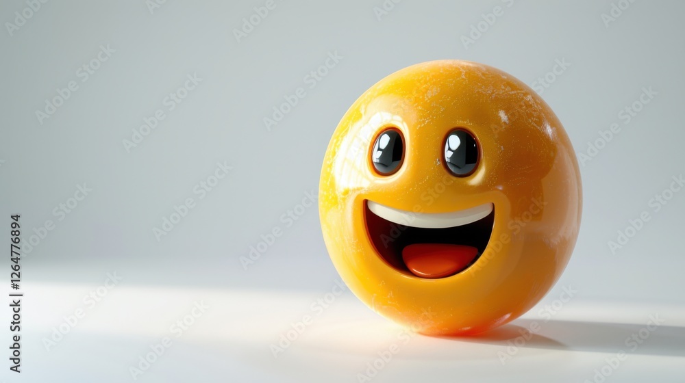 Fototapete 3D realistic emoji from an elevated and diagonal perspective, capturing detailed textures and expressions on a white background