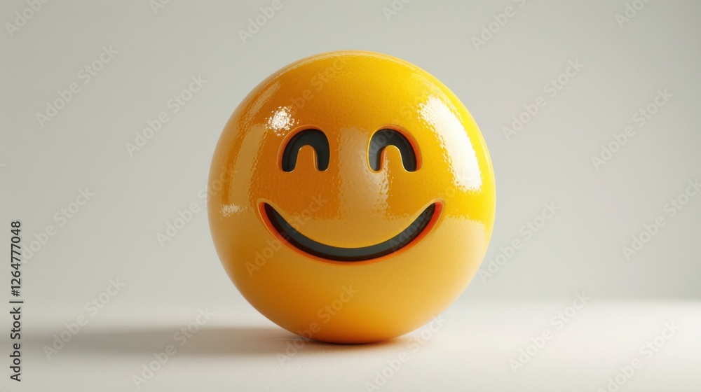 Fototapete 3D realistic emoji from an elevated and diagonal perspective, capturing detailed textures and expressions on a white background