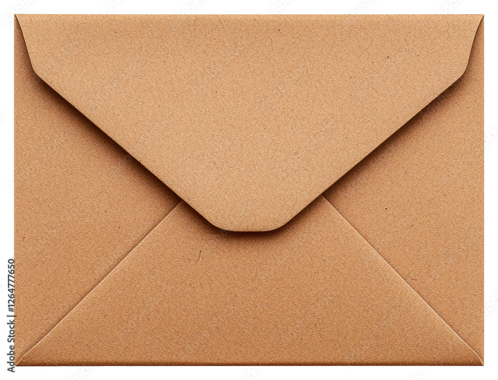 Poster textured brown envelope with triangle flap for invitation with transparent backdrop