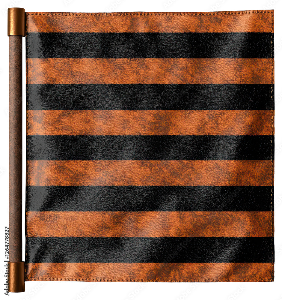 Poster textured orange and black horizontal striped patterned flag isolated on transparent background