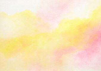 ピンクと黄色の和紙水彩背景