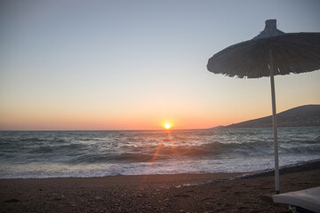 sunset at a seaside resort