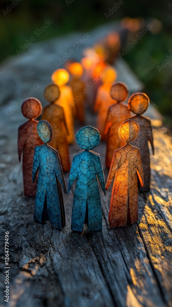 Poster this image presents a circle of colorful paper figures linked together, illustrating the themes of c