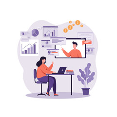 Woman Attending Online Business Meeting and Learning Finance at Home