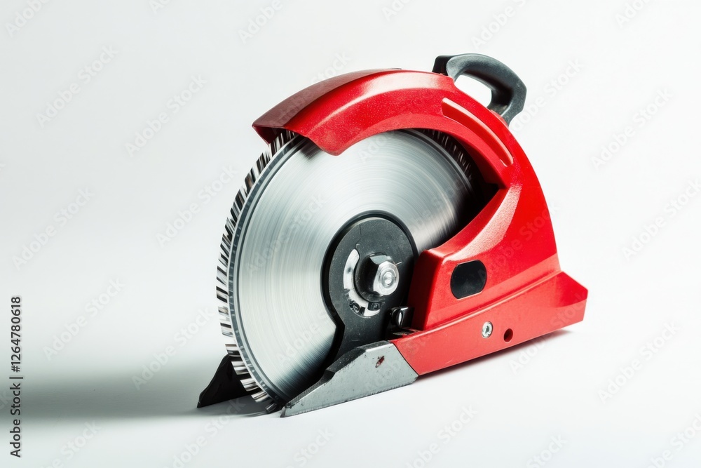 Poster precision cutting tool showcasing a circular saw with clear lighting and sharp details on a pristine
