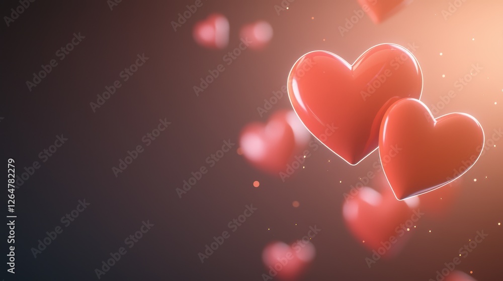 Aufkleber smooth gradient background with blurred red hearts floating in a dreamy atmosphere