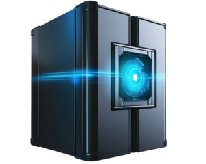 high security biometric vault featuring advanced retina scan access technology, designed for maximum protection and modern aesthetics. This innovative vault showcases sleek, futuristic design