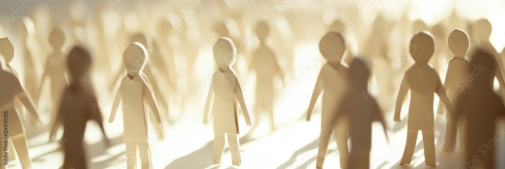 Poster this image illustrates a large number of paper cutouts standing together, emphasizing themes of unit