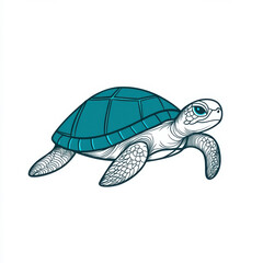 Obraz premium A beautifully illustrated turtle swimming gracefully in the ocean. isolated on white background.